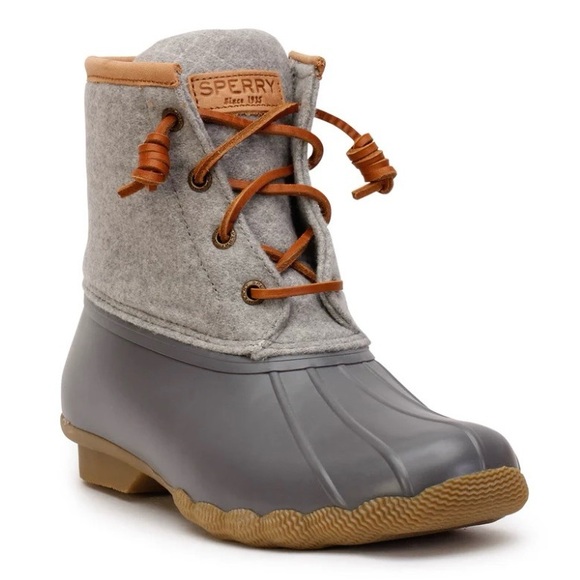 Sperry Womens Saltwater Wool Embossed Duck Boot in Grey size 9.5 Outdoor Snow - Picture 1 of 16